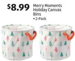 Aldi Merry Moments Holiday Canvas Bins offer