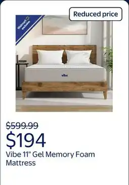Walmart Vibe 11 Gel Memory Foam Mattress, Medium Plush, Queen offer