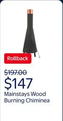 Walmart Mainstays 67 Tall Round Powder-Coated-Black Finish Steel Wood Burning Chiminea offer