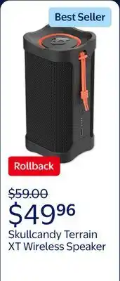 Walmart Skullcandy Terrain XT Medium Compact Wireless Speaker, IPX7 Waterproof, 14 Hour Battery offer