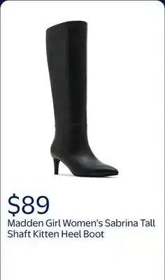 Walmart Madden Girl Women's Sabrina Tall Shaft Kitten Heel Boot (Wide Calf Available) offer