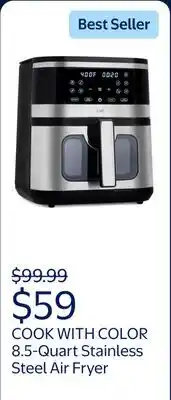 Walmart COOK WITH COLOR Digital Air Fryer 8.5-Quart Stainless Steel Air Fryer Kitchen Appliance, Black offer