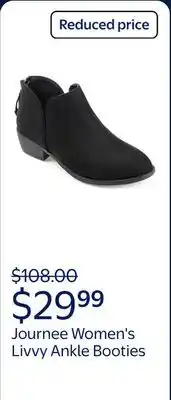 Walmart Journee Women's Livvy Ankle Booties with Back Zipper and Stacked Heel – Wide and Standard Widths offer