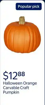 Walmart Halloween Orange Carvable Craft Pumpkin by Way to Celebrate offer