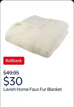 Walmart Lavish Home 60x80-Inch Faux Fur Blanket - Queen Size Bedding (Cream) offer