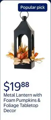 Walmart Metal Lantern with Foam Pumpkins & Foliage Tabletop Decor, Multicolor, 11, Fall by Way To Celebrate offer