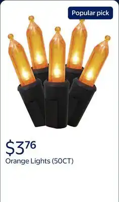 Walmart Orange Lights, 50CT, LED Minis, 9.5ft, Halloween Indoor/Outdoor, by Way To Celebrate offer