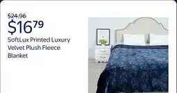 Walmart SoftLux Printed Luxury Velvet Plush Fleece Blanket, Full/Queen, 90 x90, Blue Floral Scroll offer