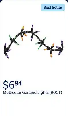 Walmart Multicolor Garland Lights, 90CT, LED, 9ft, Halloween Indoor/Outdoor, by Way To Celebrate offer
