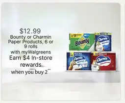 Walgreens Bounty or Charmin Paper Products offer