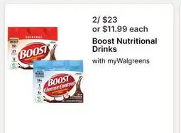 Walgreens Boost Nutritional Drinks offer