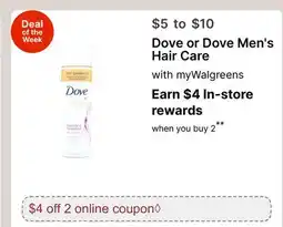 Walgreens Dove or Dove Men's Hair Care offer