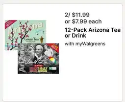 Walgreens 12-Pack Arizona Tea or Drink offer