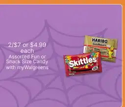 Walgreens Assorted Fun or Snack Size Candy offer