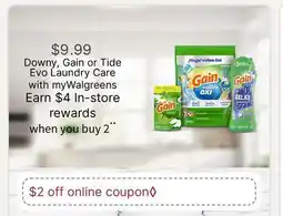 Walgreens Downy, Gain or Tide Evo Laundry Care offer