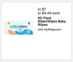 Walgreens 60-Pack WaterWipes Baby Wipes offer