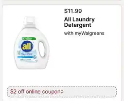 Walgreens All Laundry Detergent offer