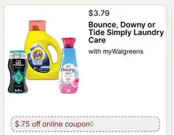 Walgreens Bounce, Downy or Tide Simply Laundry Care offer