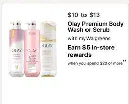 Walgreens Olay Premium Body Wash or Scrub offer