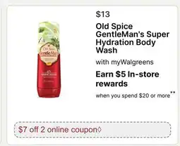 Walgreens Old Spice GentleMan's Super Hydration Body Wash offer