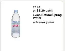Walgreens Evian Natural Spring Water offer