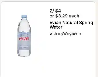 Walgreens Evian Natural Spring Water offer