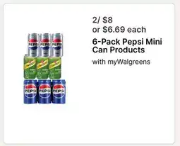 Walgreens 6-Pack Pepsi Mini Can Products offer