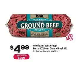 Grocery Outlet American Foods Group Fresh 80% Lean Ground Beef, 1 lb offer