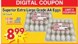 Superior Grocers Superior Extra Large Grade AA Eggs offer