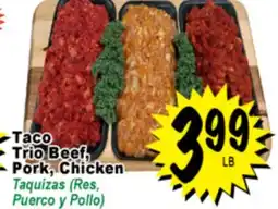 Superior Grocers Taco Trio Beef, Pork, Chicken offer