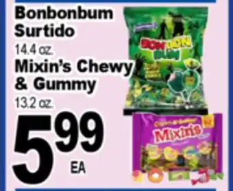Superior Grocers Bonbonbum Surtido, 14.4 oz., Mixin's Chewy & Gummy 13.2 oz offer