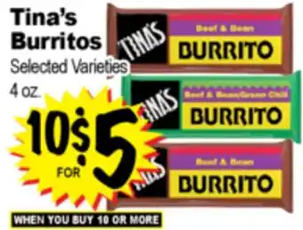 Superior Grocers Tina's Burritos offer