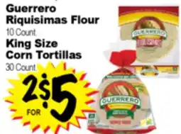 Superior Grocers Guerrero Riquisimas Flour 10 Count. King Size Corn Tortillas 30 Count offer