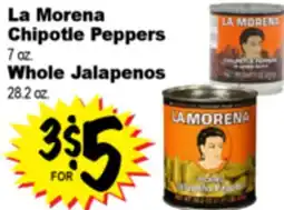 Superior Grocers La Morena Chipotle Peppers 7 oz., Whole Jalapenos 28.2 oz offer