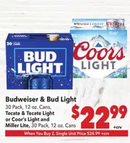 Vallarta Supermarkets Budweiser & Bud Light offer