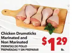 Vallarta Supermarkets Chicken Drumsticks Marinated and Non Marinated / PIERNITAS DE POLLO PREPARADAS Y SIN PREPARAR offer