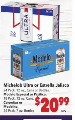 Vallarta Supermarkets Michelob Ultra or Estrella Jalisco offer