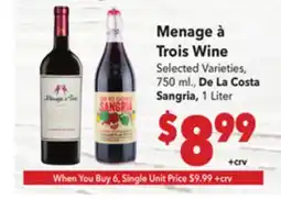 Vallarta Supermarkets Menage à Trois Wine offer