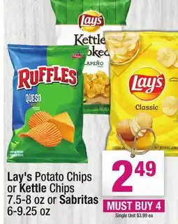 Super King Markets Lay's Potato Chips or Kettle Chips 7.5-8 oz or Sabritas 6-9.25 oz offer