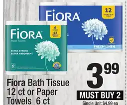 Super King Markets Fiora Bath Tissue 12 ct or Paper Towels 6 ct offer