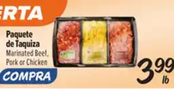 El Super Marinated Beef, Pork or Chicken offer
