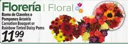El Super Carnation Bouquet or Rainbow Tinted Daisy Poms offer