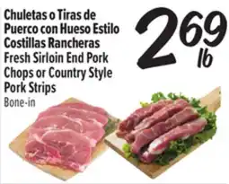 El Super Fresh Sirloin End Pork Chops or Country Style Pork Strips offer