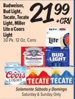 El Super Fresh Budweiser, Bud Light, Tecate, Tecate Light, Miller Lite o Coors Light offer