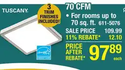 Menards TUSCANY 70 CFM offer