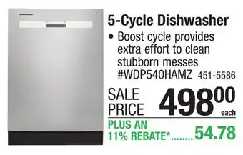 Menards 5-Cycle Dishwasher • Boost cycle provides extra effort to clean stubborn messes offer