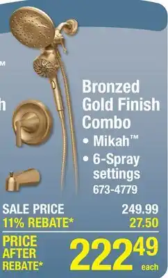 Menards Bronzed Gold Finish Combo Bathtub Shower Faucet offer