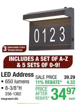 Menards LED Adress offer
