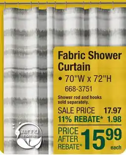 Menards Fabric Shower Curtain • 70W x 72H offer