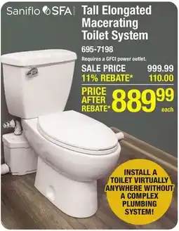 Menards Tall Elongated Macerating Toilet System offer